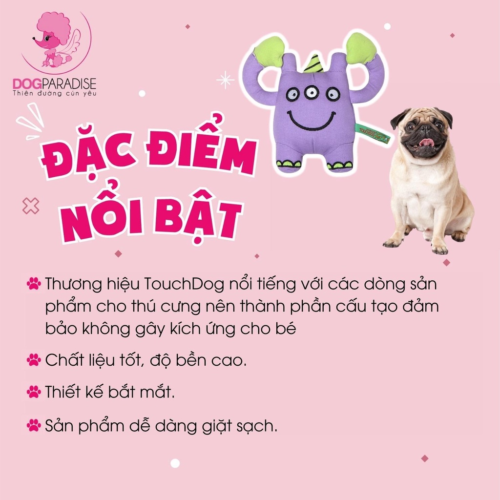 Đồ chơi nhồi bông cho chó Touch Dog George nhân vật hoạt hình 3 mắt mềm mại hình dáng vui nhộn 10x16x5cm - Dog Paradise