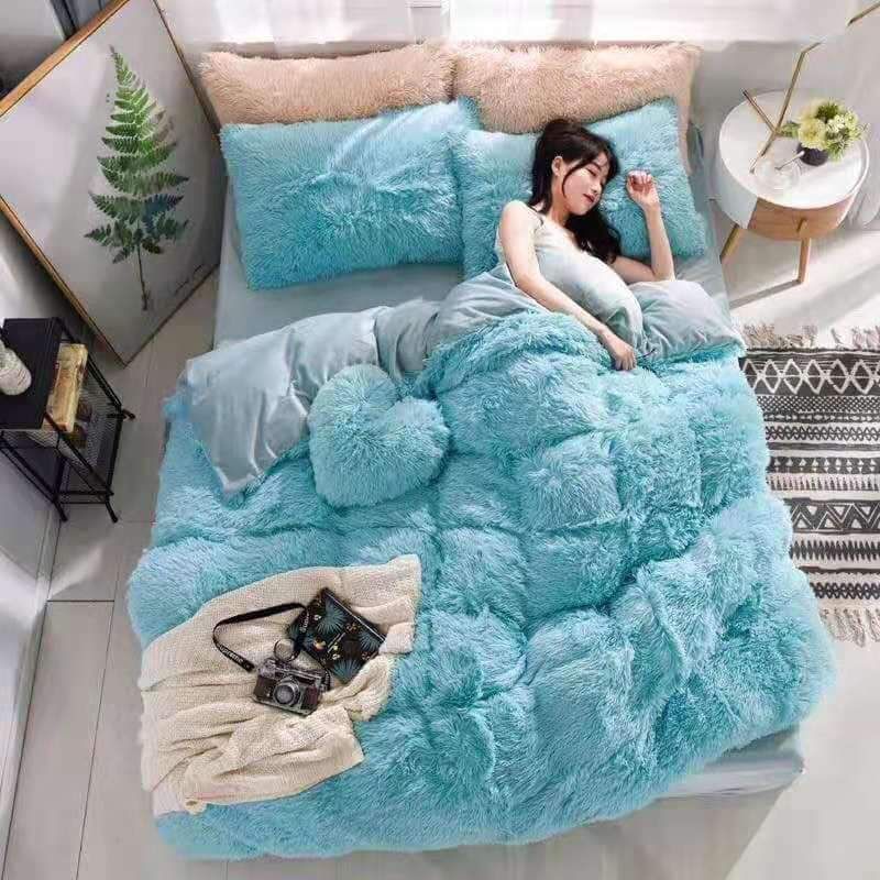 BỘ NỈ LÔNG TIM CAO CẤP NHẬP KHẨU 5 MÓN(TẶNG GỐI TIM TRANG TRÍ SIÊU XINH)