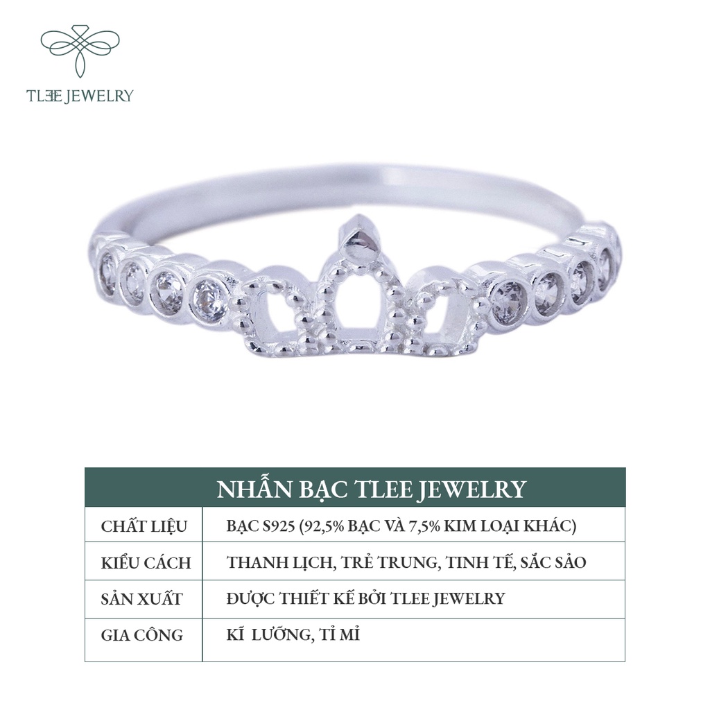 Nhẫn bạc nữ TLEE vương miện ba chóp xinh xắn NCJ A0134