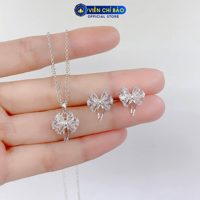 Bông tai bạc nữ Bow Tie chất liệu bạc 925 thời trang phụ kiện trang sức nữ thương hiệu Viễn Chí Bảo B400390