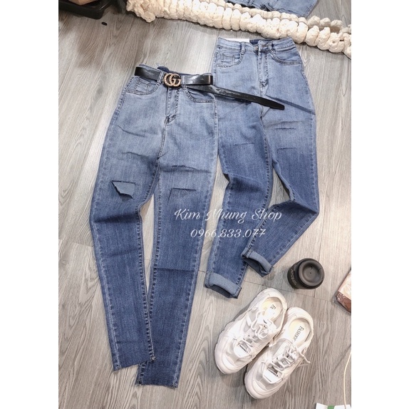 Quần ôm jeans loang co giãn[ ảnh thật]