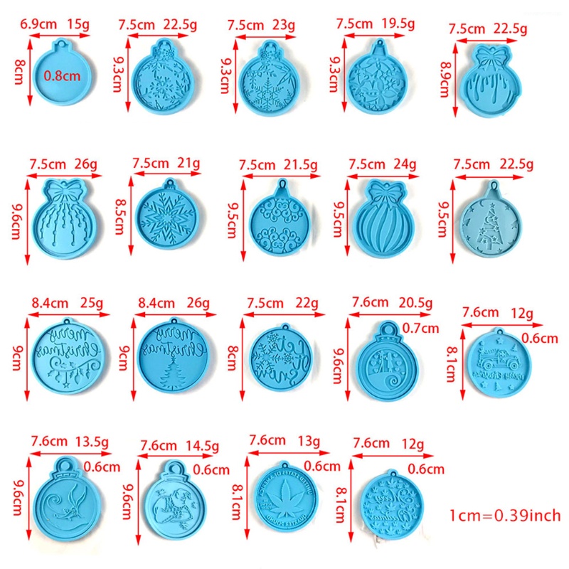 Set 9 / 10 Khuôn Silicone Làm Móc Khóa Phong Cách Giáng Sinh