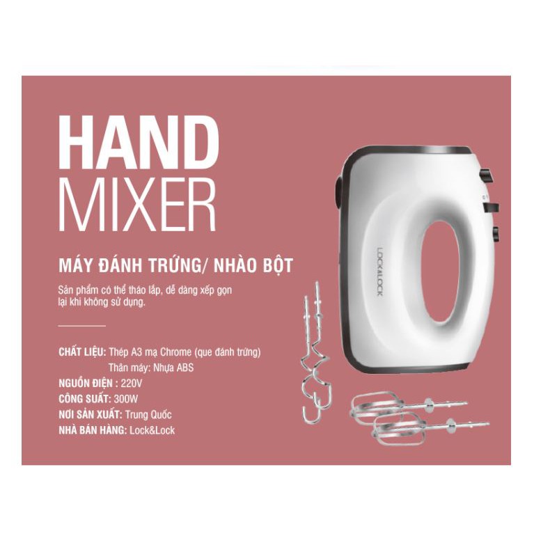 Máy Đánh Trứng Lock&Lock Hand Mixer EJM501BLK (300W) - Hàng chính hãng