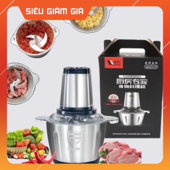 Máy Xay Thịt Cối Inox 304 4 Lưỡi Đa Năng Công suất 250w, Máy Xay Thực Phẩm Cầm Tay Siêu Khỏe Bear Dễ Dàng Sử Dụng 1