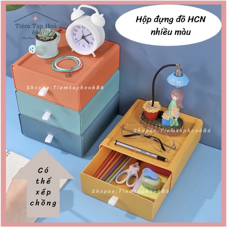 Hộp đựng đồ để bàn màu Morandi phiên bản Hàn Quốc, giá ngăn kéo nhiều tầng, kết hợp mới hộp đựng mỹ phẩm PK124