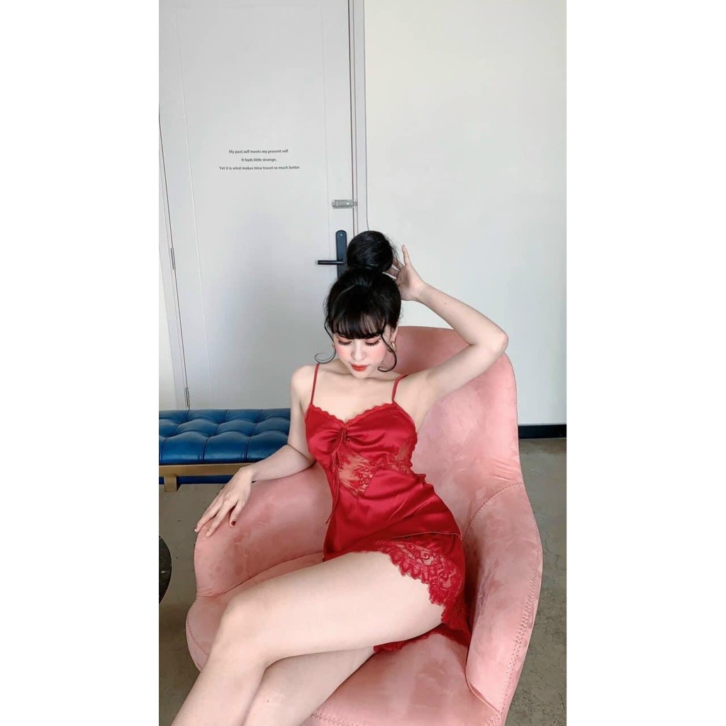 Đồ ngủ sexy có mút ❣️❣️ Bộ ngủ ren bụng satin❣️❣️ Freesize 40-60 kg | BigBuy360 - bigbuy360.vn