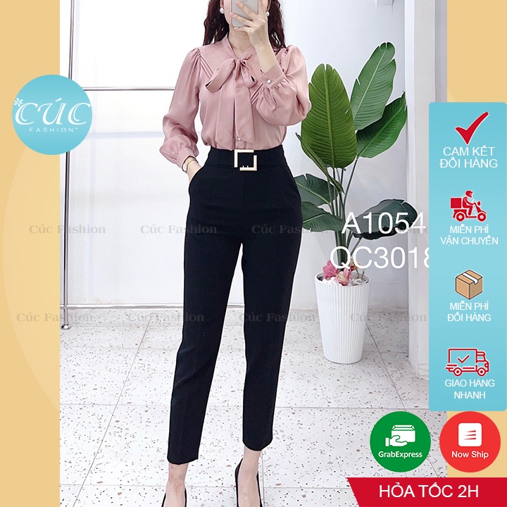 Áo sơ mi nữ CÚC FASHION somi tay ngắn cao cấp vải lụa đẹp kiểu công sở trắng nhiều màu áo cộc tơ bèo tam giác A1162