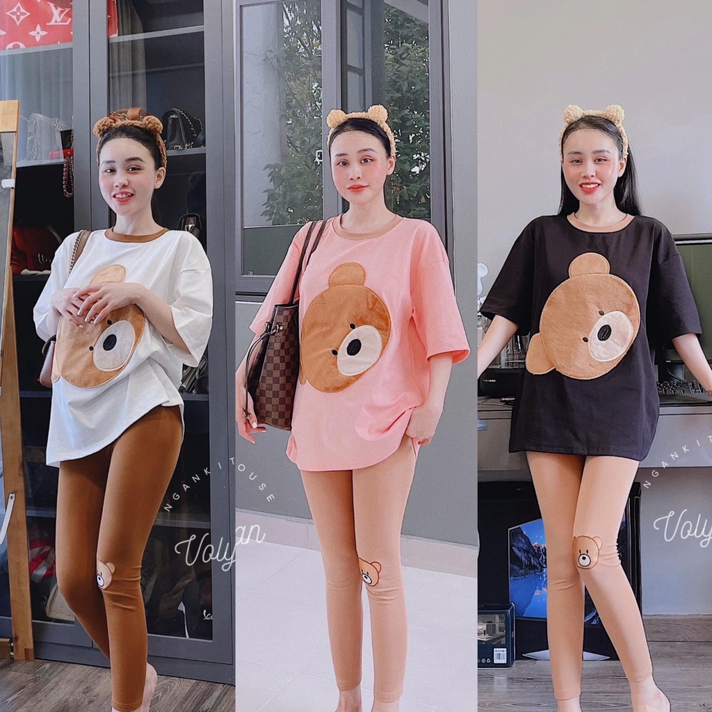 SÉT BỘ DÀI GẤU THÊU 3 MÀU CỰC HOT