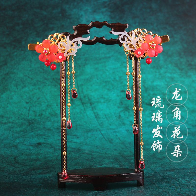 Kẹp trâm cài tóc hoa lá cổ trang kèm dây tô