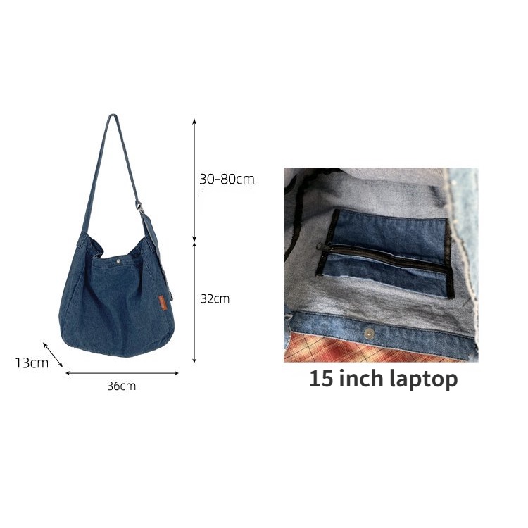 Túi Đeo Chéo Một Bên Vai Sức Chứa Lớn Bằng Vải denim Phong Cách Harajuku Nhật Bản Cổ Điển Dành Cho Học Sinh