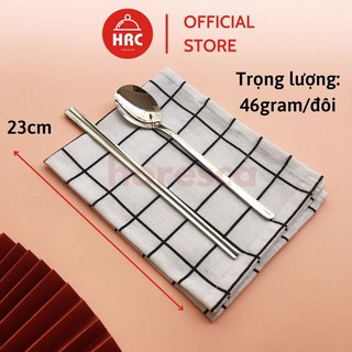 Đũa inox cao cấp ăn cơm hàng bóng đẹp Đũa dẹt thiết kế kiểu Hàn Quốc (1 đôi)