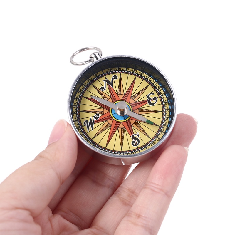 Móc Khóa La Bàn Tròn Bằng Kim Loại Bỏ Túi Tiện Dụng Khi Đi Leo Núi / Du