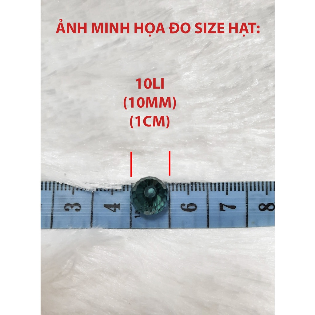 Hạt đá pha lê tròn giác size 8mm 10mm cườm xỏ vòng lắc tay lấp lánh