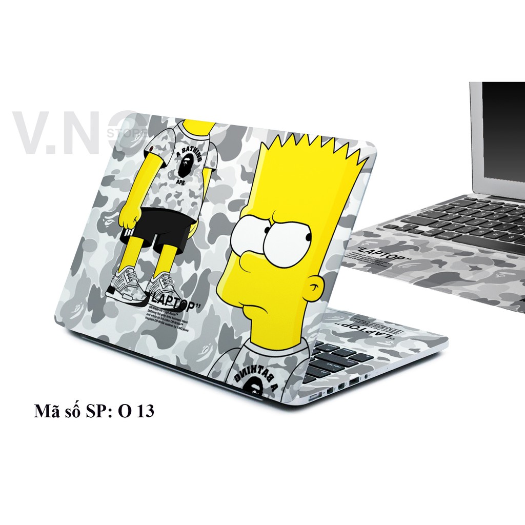 Decal dán laptop - ipad V.NO SKIN Simpson Bape các dòng máy dell/acer/asus/lenovo/hp