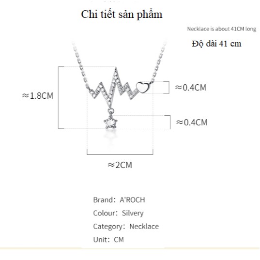 Dây chuyền bạc Ý s925 nhịp trái tim D5390 - AROCH Jewelry