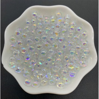 10 hạt nhựa tròn ánh màu hologram 6mm, 8mm, 10mm/ hạt nhựa acrylic màu lấp lánh xỏ lỗ hai đầu