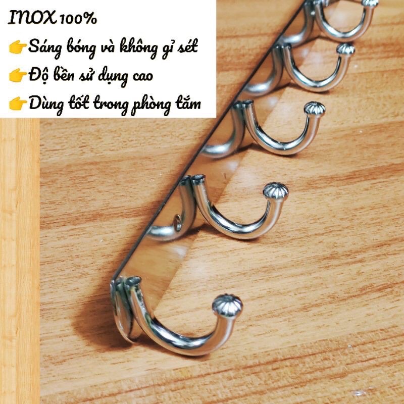 Giá treo đồ, quần áo inox 100% 6 móc cực chắc