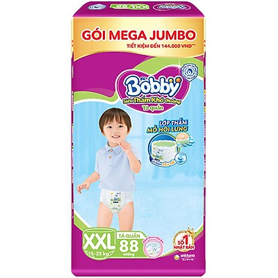 Tã Quần Bobby - Đệm Lưng Thấm Mồ Hôi M124/ L108/ XL96/ XXL88