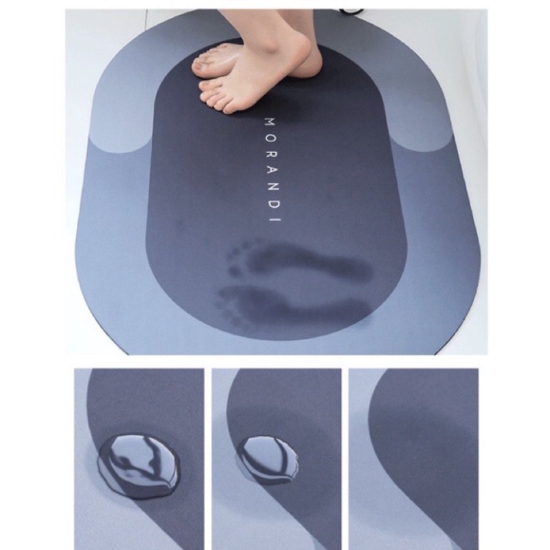 Thảm lau chân nhà tắm silicon hút nước, chống trượt nhà tắm Dercor 4.0