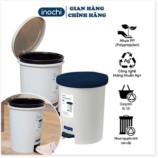 Thùng Rác -Nhựa Đạp Chân Nắp Tròn INOCHI 12L Lít Làm Sọt Rác Văn Phòng,Đựng Rác Gia Đình, Trong Nhà THRT