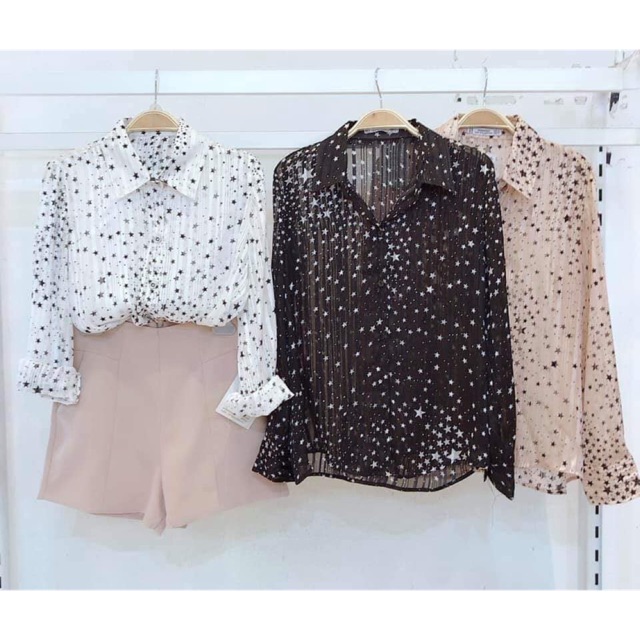 Áo Sơ Mi nhũ sao cực đẹp 💋 free ship 💋 ảnh thật trải sàn cao cấp