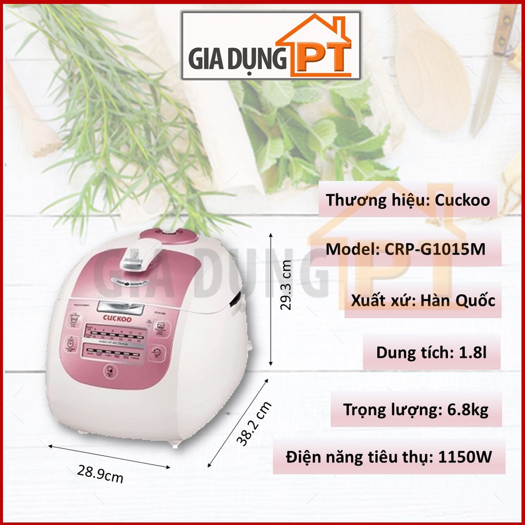 Nồi cơm điện cao cấp 1,8 lít Cuckoo CRP-1015M áp suất điện từ, hàng chính hãng sản xuất tại Hàn Quốc