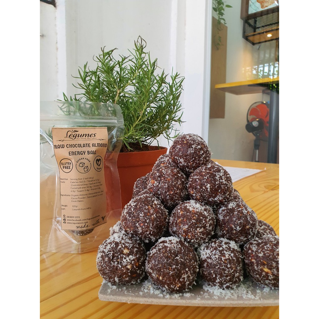 Viên bánh năng lượng Hạnh nhân và Chocolate đen - Raw Almond &amp; Chocolate Energy Ball