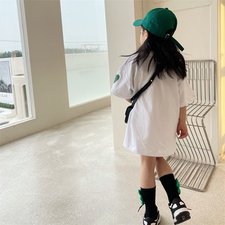 Đầm Thun Cotton Tay Ngắn Cổ Tròn Thoải Mái Dễ Phối Đồ Phong Cách Hàn Quốc Thời Trang Mùa Hè Cho Bé Gái