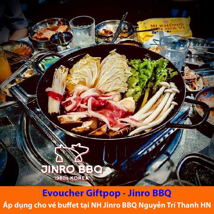 Hà Nội [Evoucher] Phiếu quà tặng dùng Buffet bữa trưa trong tuần tại nhà hàng Jinro BBQ cho 1 người trị giá 218.900 VNĐ