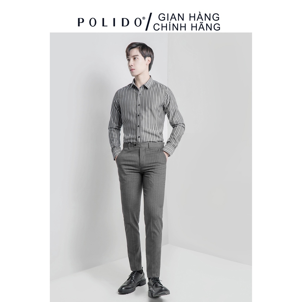 Áo Sơmi kẻ sọc CEFFYLO 1 vải Cotton họa tiết sọc lịch lãm Co giãn nhẹ