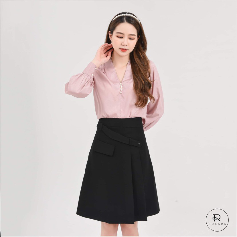 [Mã WABRLOW5 giảm 15% đơn 300K] Chân váy xòe thời trang nữ đính cúc lệch Rosara CV02 | BigBuy360 - bigbuy360.vn