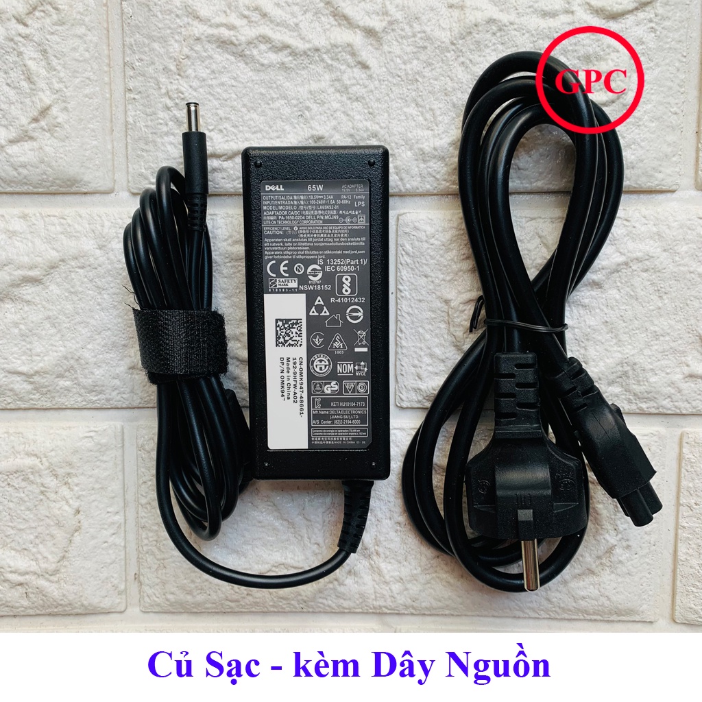 [SẠC ZIN] Sạc laptop dell 3,34 kim nhỏ 65W kích thước chân sạc Φ4.5×Φ3.0 | FREE SHIP ĐƠN TỪ 50K