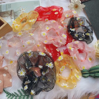 Dây cột (buộc) tóc Scrunchies thêu hoa Hàn Xẻn