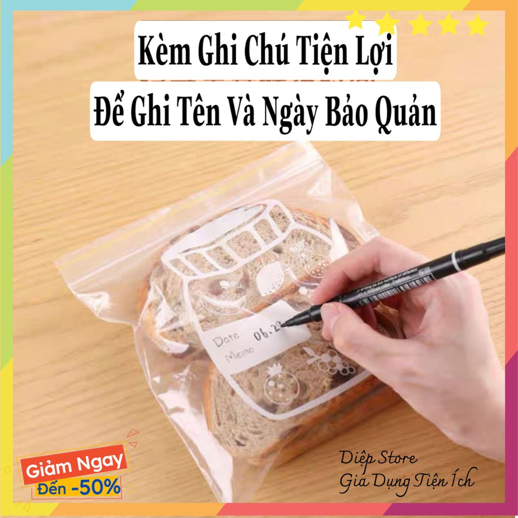 Túi zip đựng thực phẩm ❤️SALE❤️ Túi đựng Set 3 hộp có ô ghi tên sa có thể tái sử dụng