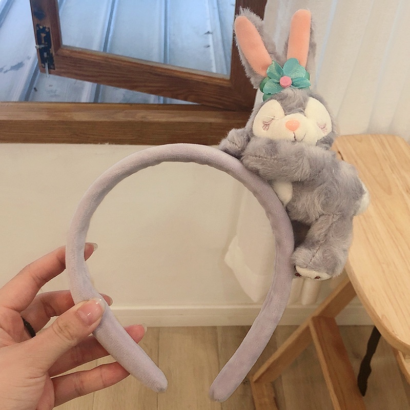 Cài tóc/ Dây buộc tóc/ Kẹp tóc phối hình thỏ hoạt hình nhồi bông ba chiều đáng yêu