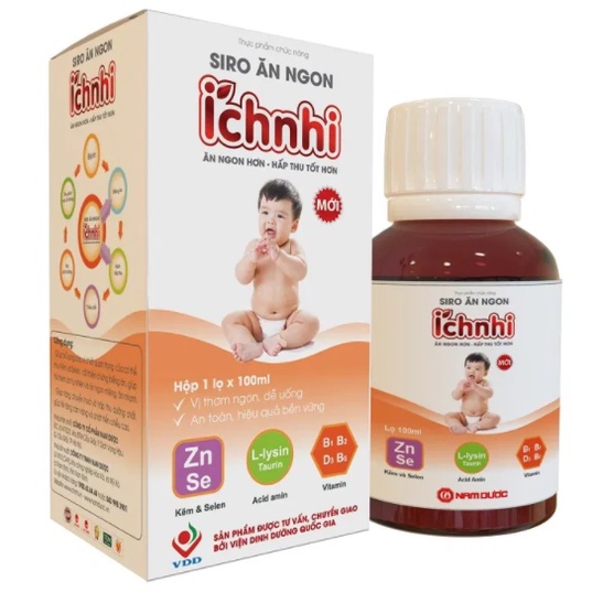 Siro ăn ngon Ích Nhi giúp bé tăng cân, tiêu hóa tốt, tăng đề kháng, hết bón chai 100ml,hộp 20 ống