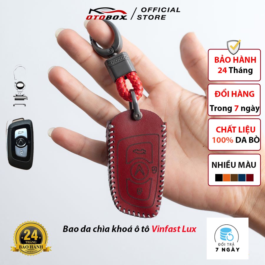 Bao da chìa khoá ô tô smartkey vinfast lux a, lux sa, bọc chìa khoá ô tô vinfast da cao cấp bảo vệ chống xước