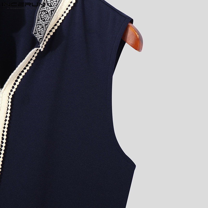 INCERUN Áo Ba Lỗ Cổ V Phong Cách Dân Tộc Retro Thời Trang Nam