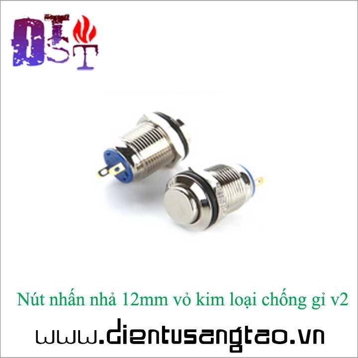 Nút nhấn nhả 12mm có đèn vỏ kim loại chống gỉ v2