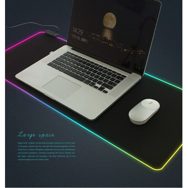 Bàn Di Chuột RGB Lót Chuột Pad đèn led RGB Loại Lớn kích thước 80cmX30cmX4mm | BigBuy360 - bigbuy360.vn