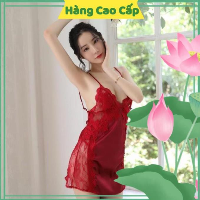 Váy Ngủ Sexy Gợi Cảm Áo Ngủ Nữ Chất Lụa Hai Dây Phối Ren Hông Gợi Cảm | BigBuy360 - bigbuy360.vn