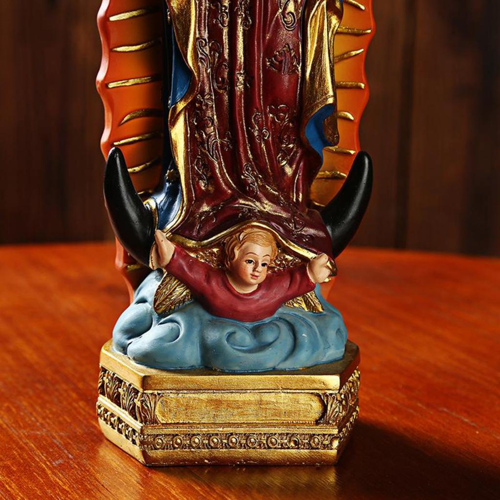 Tượng Điêu Khắc Hình Đức Mẹ Guadalupe Virgin Mary Kích Thước 8 "Tinh Tế Trang Trí Giáng Sinh