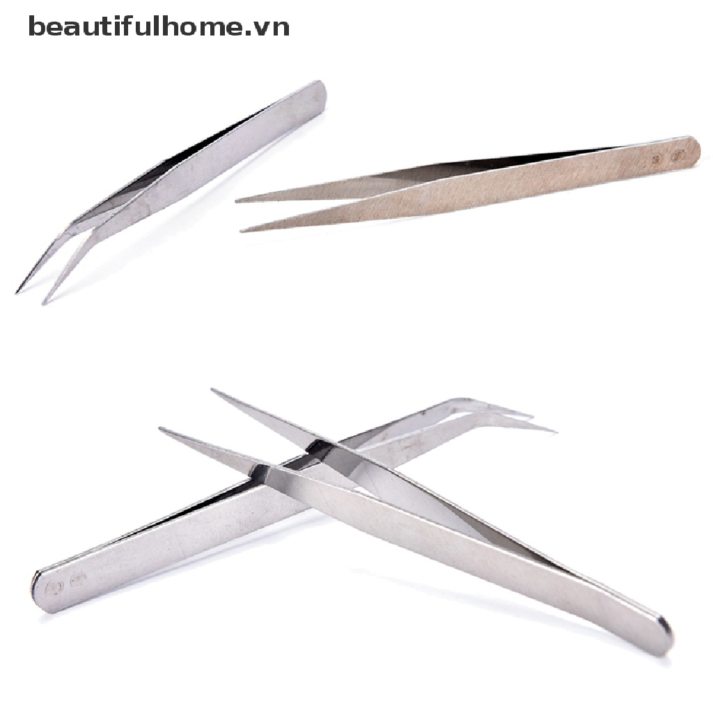 Set 2 Nhíp Thẳng Và Đầu Cong Bằng Thép Không Gỉ Bền Bỉ