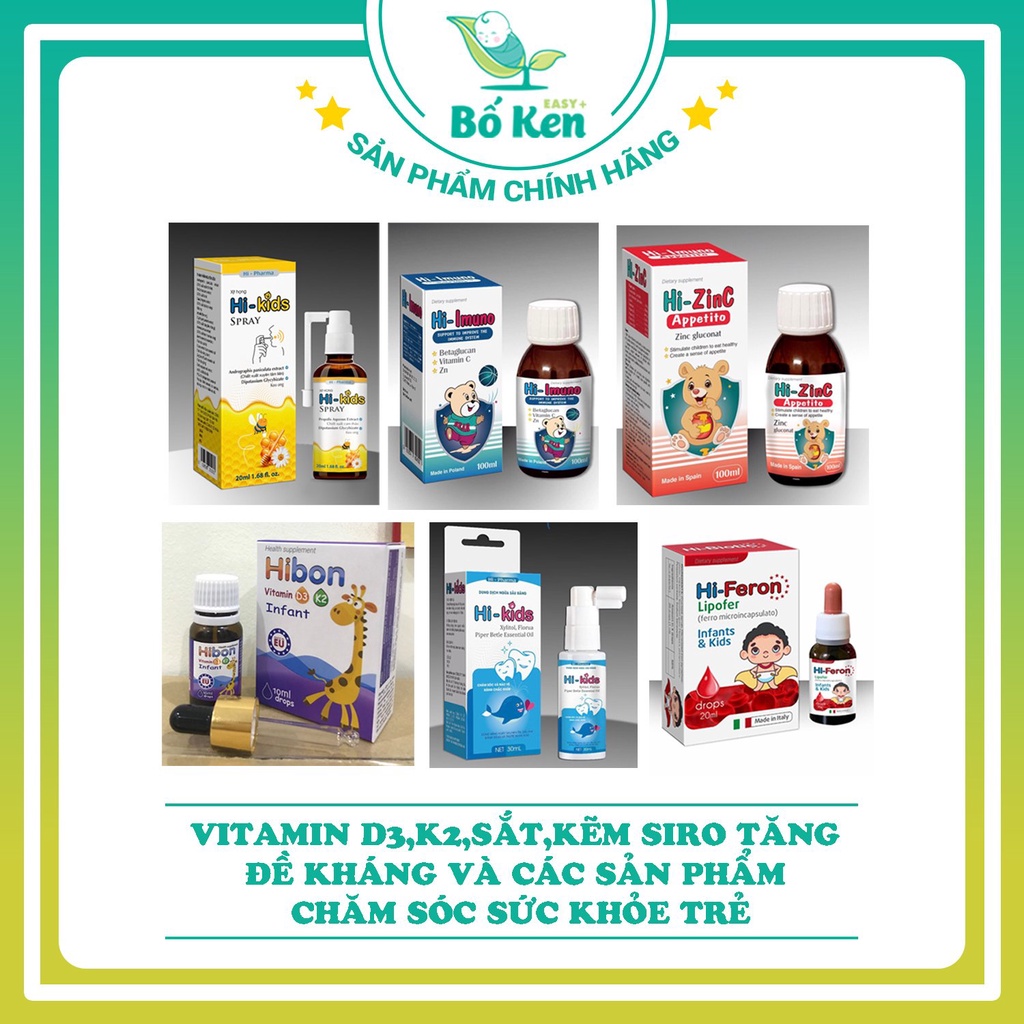 Các Vitamin D3, K2, Sắt, Kẽm, Siro Tăng Đề Kháng