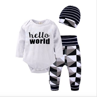 Set 3 món sơ sinh Hello World cho bé