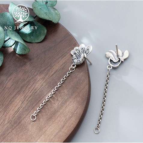 Charm bạc dây bông tai chim công - NQ Jewelry