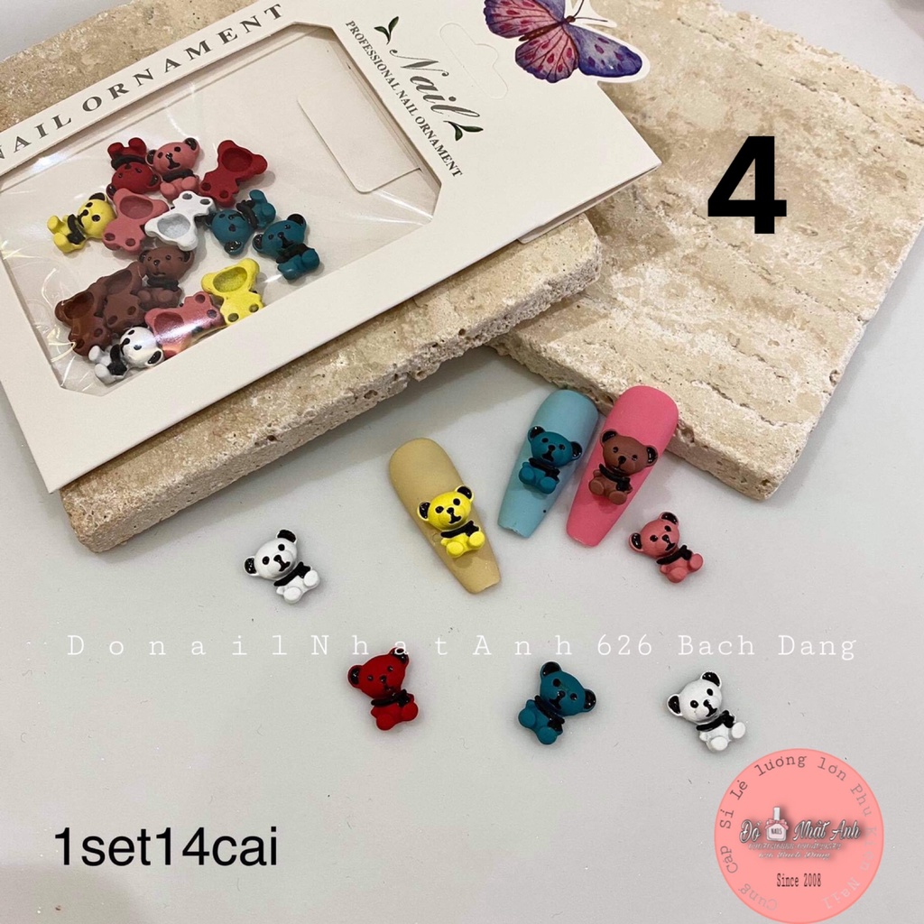 Set charm thú, hoa các loại đính móng cute