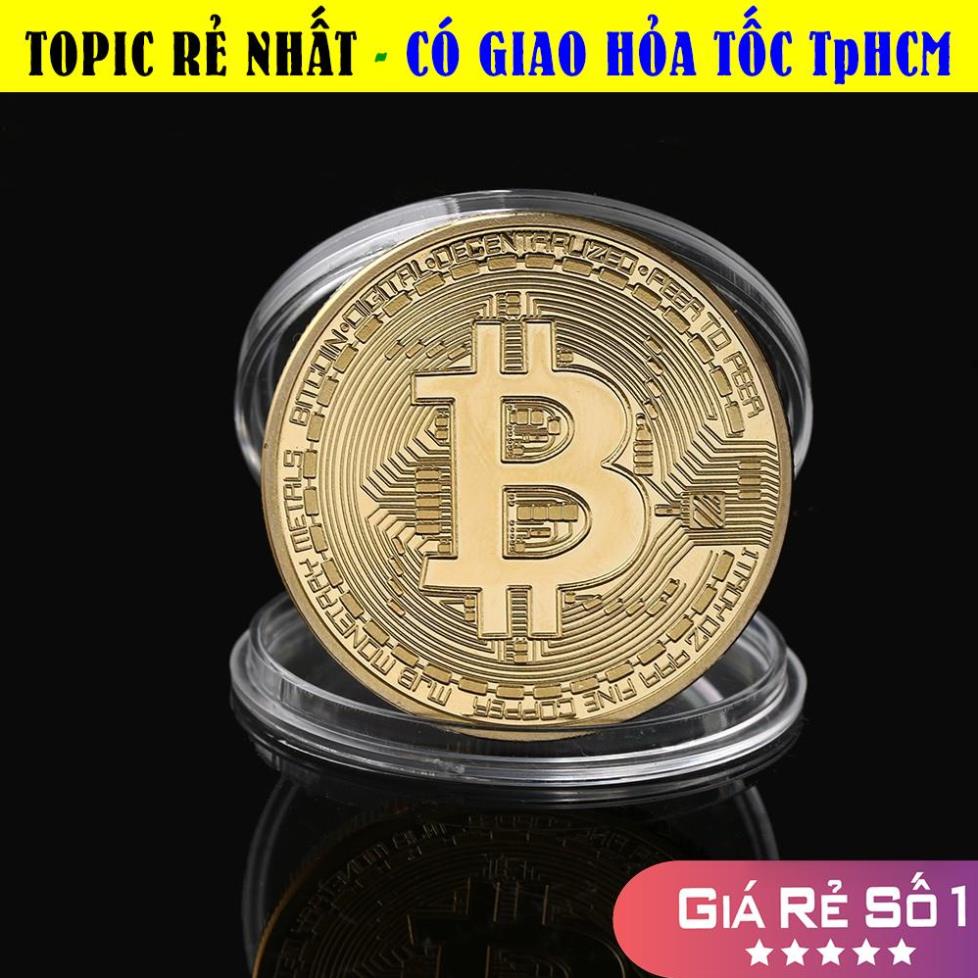 [TRỢ GIÁ] Đồng Xu Bitcoin Mạ Vàng 24K