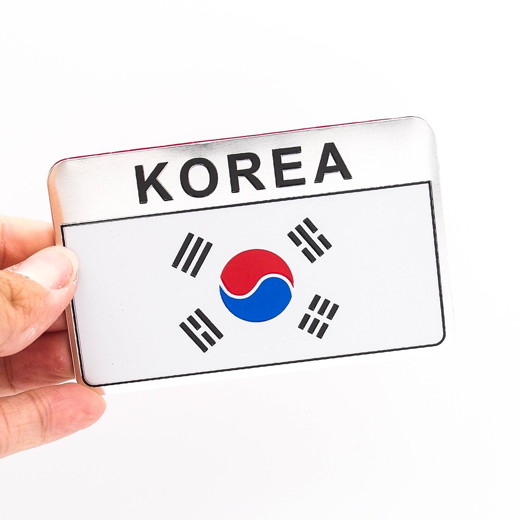 Sticker metal hình dán kim loại Sticker Factory - Set 4 miếng Chủ đề cờ VN và Hàn