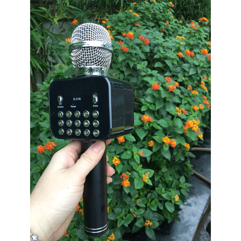 Micro kèm Loa Bluetooth K316 mic hát karaoke K-316